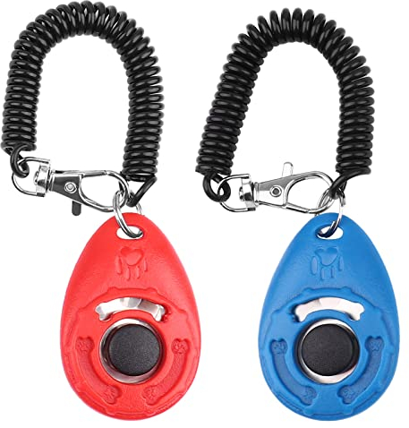 OYEFLY Hunde Clicker, Klicker mit Großem Knopf,2 Stück Hunde Klicker Set für Hundetraining Hundeerziehung Auch für Katzen Pferde (Rot und Blau)