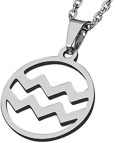 ZENSE - Collana zodiaco Acquario da uomo ZP0244, diametro 2 cm, con catena