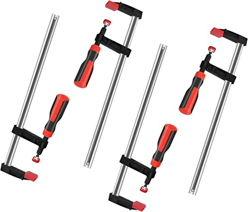 4 Stück Schraubzwingen Set 80 x 600mm, Druckguss Schraubzwinge F Klemmzwinge Clamps Bar Schnellspann Handwerkzeug Spannweite Holzbearbeitung DIY Handwerkzeug Kit