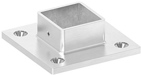 Wandflansch/Bodenanker, Platte ø 90 x 90 x 6mm, für Rohr 40 x 40 x 2mm mit Madenschrauben seitlich