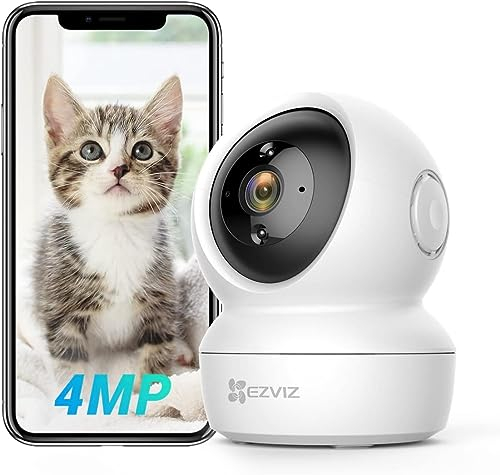 EZVIZ C6N 4MP Caméra Surveillance WiFi Intérieure 360°, Caméra Bébé/Animaux, WiFi 2.4Ghz, Vision Nocturne Intelligente avec Smart IR, Détection de Personne et Suivi Auto, Audio Bidirectionnel, 1080p