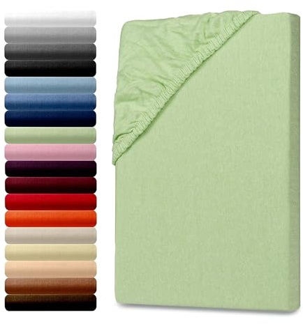 Julido Spannbettlaken 180x200 cm Jersey, Grün, Betttuch mit Gummizug, 100% Baumwolle, Oeko-Tex Standard 100, in vielen Farben erhältlich