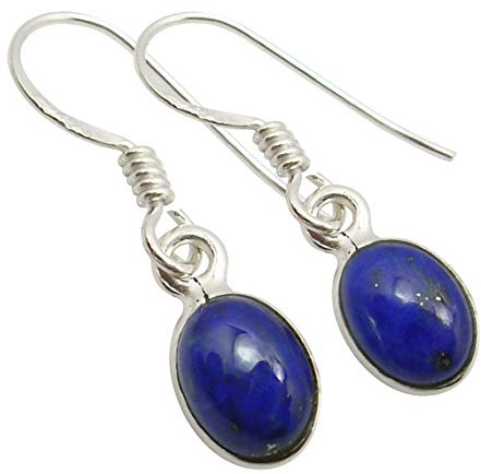 SilverStarJewel Massive Ovale Lapislazuli-Ohrringe aus Sterlingsilber 2,5 cm Bijoux
