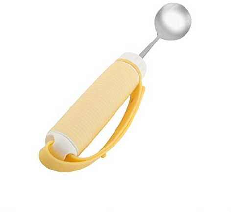 Utensilios de Parkinson, Cuchara para Discapacitados Artritis Elder Alimentación Cubiertos Ideal Personas Ancianos y Movimiento Limitado de Mano Temblores Mango Ancho Antideslizante(Cuchara)