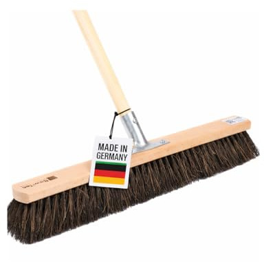 Profi Besen Arenga Borsten 40cm mit Stiel Besenstiel 160cm Lang Kehrbesen | Echt-Arenga-Borsten, Nass- und Ölbeständig, Stabiler Geräte-Holzstiel 28mm