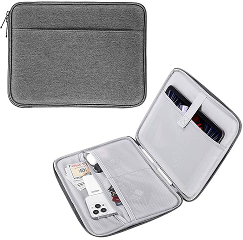 MoKo 9-11 Tablet Tasche Hülle für 11 Zoll iPad Air M2 2024, iPad Pro 11 M4 2024, iPad Air 5/4/3/2/1, iPad 10th/9/8/7 Gen 10,2, Galaxy Tab S9 11 2023, Polyester Schutzhülle mit Fächer, Hell Grau