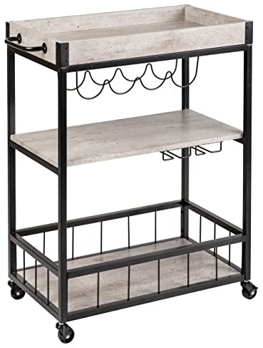 WENKO Carro de cocina Rustico hormigón/negro, Metal barnizado, 80 x 89.5 x 40 cm, Negro