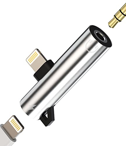 Adaptador AUX para iPhone para auriculares Dongle Lightning a conector divisor de jack de 3,5 mm (2 en 1) Cable de audio para auriculares Apple MFI certificado para 14 13 12 11 Pro Max 7 8 Plus X Xs