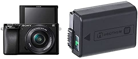 Sony Alpha 6100 | APS-C Spiegellose Kamera mit 16-50mm f/3.5-5.6 Power-Zoom-Objektiv (Schneller 0,02s AF, 4K-Filmaufnahmen und neigbares Display) schwarz + Ersatz Akku