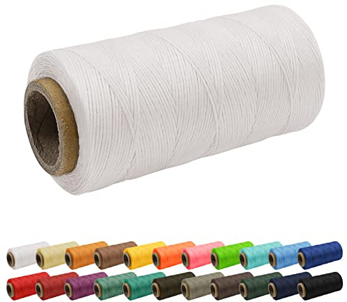 Uiopa 1mm x 260m Wachsfaden, 150D Flache Sattlergarn Ledergarn Gewachst, Leder Nähen Faden Gewachste Schnur für Nähprojekte, Buchbinderei, Schuhreparatur, Schmuck