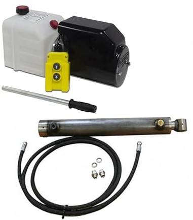 24 V DC einfachwirkendes hydraulisches Powerpack-Anhänger-Kit zum Heben von 2,5 Tonnen, 700 mm Hub mit Handpumpen-Backup bei Stromausfall