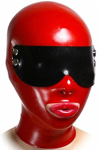 Latex Maske Sex Maske Extrem Bondage Maske Set Latex Body BDSM Maske 100% Latexmaterial mit Abnehmbarer Augenmaske Sklave Fetisch Maske Sexspielzeug für Paare Geeignet für Cosplay Maskerade,M,Red