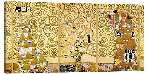Posterlounge Der Lebensbaum (komplett) Leinwandbild von Gustav Klimt 120 x 60 cm Gelb Wandbilder Wanddeko