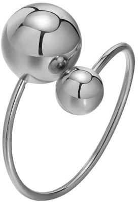 PAMTIER Damen Verstellbarer Kugelring für Edelstahl Stacking Statement Band Ring