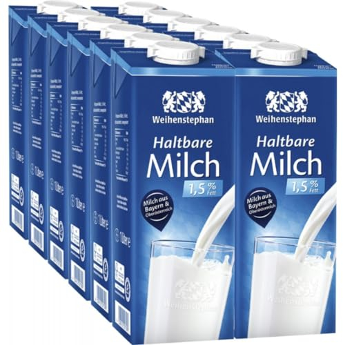 Weihenstephan Haltbare Milch 1,5% Fett Milch 1000 mililiter X 12 STÜCK