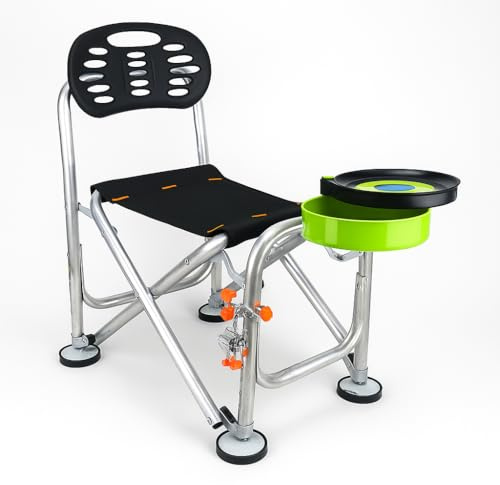 Sedia da Pesca Pieghevole in Altezza con Forte Disco Magnetico, Schienale Confortevole in Tessuto Resistente per la Pesca All'aperto (Versione base)