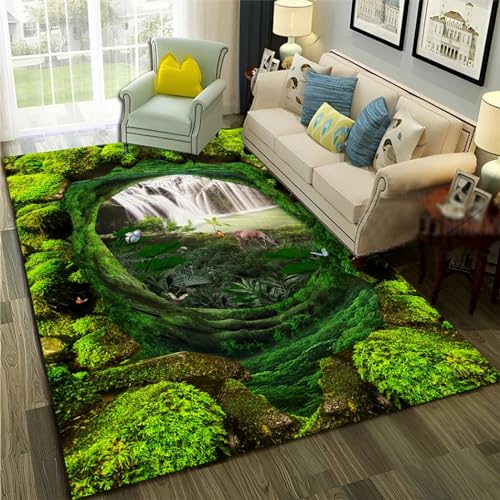 Kind Teppich 100 X 120 cm / 31.5 X 47.24, Schlafzimmer Teppich, 3D Teppiche Wohnzimmer Teppiche Weich rutschfest Teppich Für Wohnzimmer Schlafzimmer Bettvorleger Waldtier Elch -9D5U6M0W6G8K3S7X0D9Q