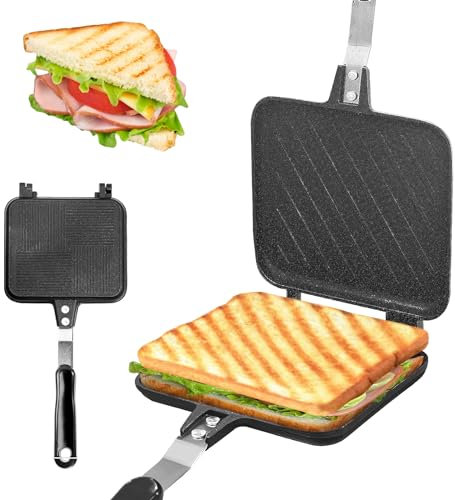 PCKOBEVER Toastie Maker Double Side,Non-Stick Toasted Sandwich Maker Baking Pan,Stovetop Toasted Maker with Heat-Resistant Handles, Stovetop Bread Frying Pan for Home Breakfast,Outdoor Camping