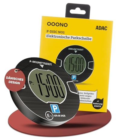 OK Cars ADAC OOONO - Elektronische Parkscheibe mit Zulassung fürs Auto - Digitale Parking Disc mit Zulassung vom KBA nach StVO - Elektrische Parkuhr Auto zugelassen - Schwarz