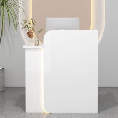 Moderner Empfangstresen mit abschließbarer Schublade für Büro, Salon, Boutique, Spa, Einzelhandel, Theke, Kassenständer, Computerschrank, Check-Out-Schreibtisch, Weiß