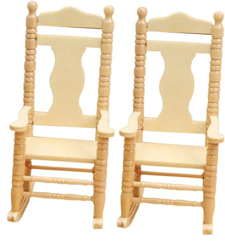 ifundom 2stücke Miniatur Rocking Chair Modell Für Puppenhäuser Vintage Holzstuhl Dekorative Möbel Für Häuser Realistisches Puppenzubehör