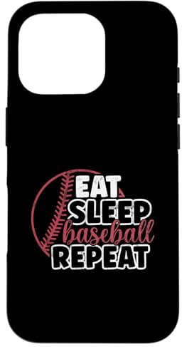 Coque pour iPhone 16 Pro Eat Sleep Baseball Repeat Pichet de baseball Attrape Lancer