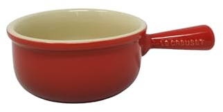 Le Creuset Suppenschüssel aus Steingut, französische Zwiebeln, 473 ml, geprägt, Kirschrot (geprägtes Kirschrot)