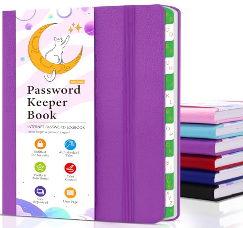 METEOROCK Petit Carnet de Mots de Passe - Carnet de Mots de Passe avec Onglets Alphabétiques, Petit Livre de Mots de Passe, Adresse Internet et Carnet de Mots de Notes (Violet Foncé, 11,5 x 15,5 CM)