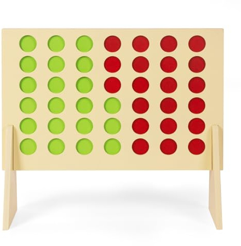 WoodenFun 4 Gewinnt Reisespiel Brettspiel für Kinder Holz 4 in Einer Reihe Spiel Strategie Spiel Kinder Puzzle Spielzeug Geschenk 45x40 cm ab 3+