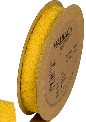 Halbach Seidenbänder Teddy Stoff Dekoband | Breite: 20mm Länge: 10m | Kunstfell-Band zum basteln und nähen | Farbe: honiggelb
