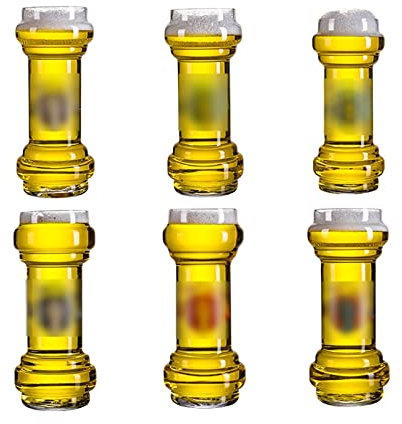 Bierkrüge, Steinkrüge, kreativer Bierkrug aus Glas, 6er-Set, einzigartige Biergläser in Hantelform, großer Bierkrug mit 800 ml Fassungsvermögen, für Bars, Restaurants und Partys, Bierkrüge aus Gl