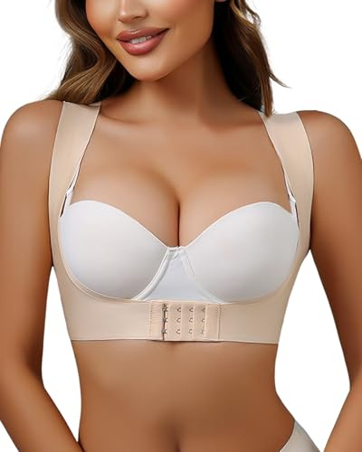 USEASY Posture corrector bra for women Back brace posture corrector Adjustable posture trainer Vest shapewear for women Beige S
