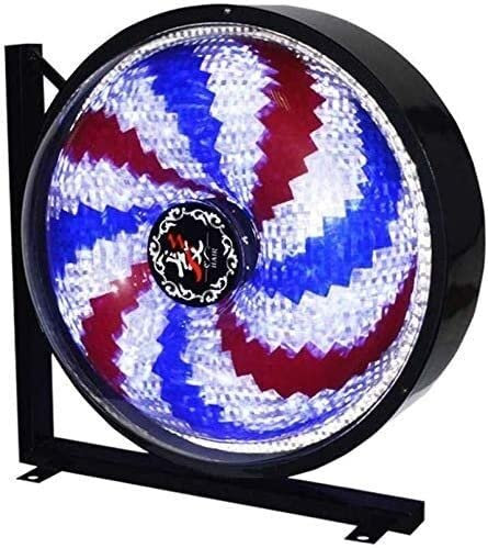 LED Barber Pole Molino de Viento Luz Redonda Giratoria Giratoria Rojo Azul Tiras Peluquería Salón Eléctrico Señal Abierta Lámpara de Pared 0611