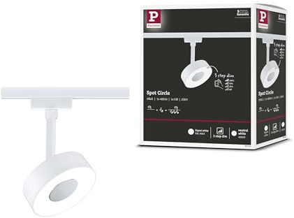 Paulmann 95704 URail LED Schienenspot 3-Step-Dim Circle Einzelspot 220lm 5W 4000K dimmbar 230V Signalweiß