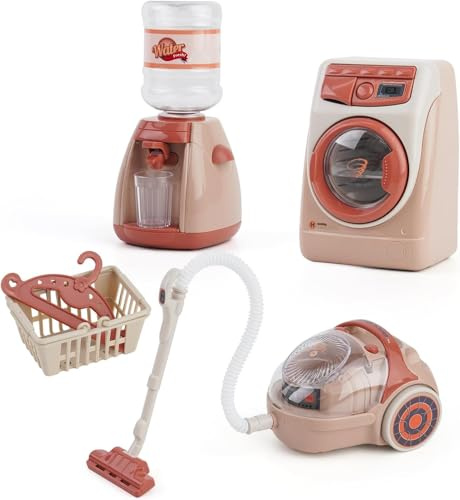 Le lavatrici per bambini, i minigiocattoli per uso domestico, i pacchetti per la pulizia dei bambini con le lavatrici, gli aspirapolvere, le sprinkler, le reggiolini e i giocattoli per la pulizia