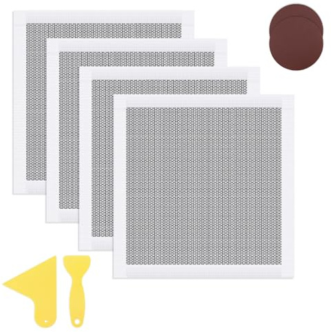Modixun Lot de 4 kits de reparación adhesiva para paneles de yeso - 30 x 30 cm - Para grandes agujeros - De fibra de vidrio - Lámina de aluminio - Para reparación de paredes y techos - Con 2 papeles