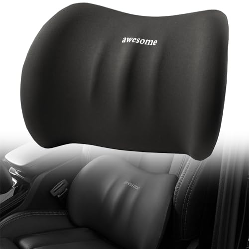 YITONGFU Lendenkissen Auto, Lendenkissen Bürostuhl, Lordosenstütze Auto, Rückenstützkissen, Lordosenstütze Auto aus Memory Foam, für Autositze, Bürostuhl (Schwarz)