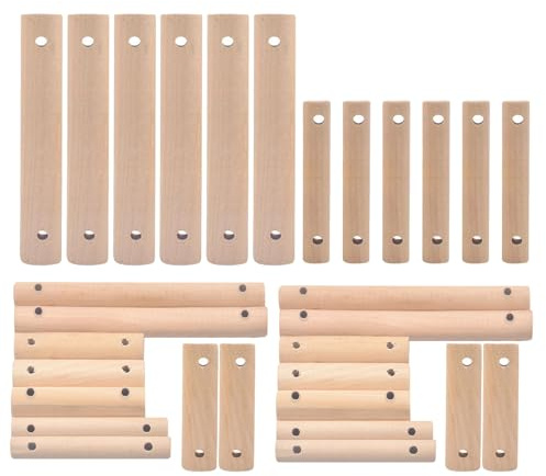 FRCOLOR 30stücke Rundhölzer Für Vogelleitern Unbehandelte Holzstäbe Als Bastelmaterial Für Nymphensittiche Und Wellensittiche Hartholz-dübel Mit Löchern Für DIY-Spielzeug Und Käfigdeko