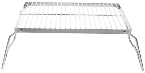 TOPBATHY Adjustable Height Outdoor Barbecue Rack Stainless Steel Portable Pot Support Garden Grill Stand for Camping Picnic with Stable Tilted Legs and Design