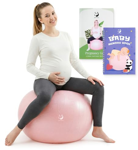 Slim Panda Birthing Ball - 1.7mm Extra Thick SGS Certified Yoga Ball for Pregnancy & Labor, 2200lbs Anti-Burst, with Midwife Guide & Baby Journal