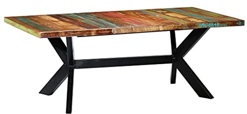 Mokuyary Esstisch, 200 x 100 x 75 cm, robustes Altholz, Esstisch für 4 bis 6 Personen, Schreibtisch für Esszimmer, kleine Räume