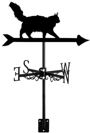 Homyl Cat Metal Weathervane Decorative Vintage Weathercock for Fence Deck Yard