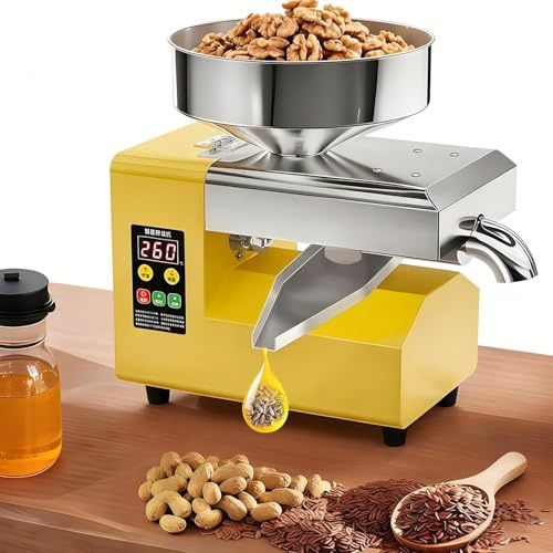 GZGHRZQS R8S Presse à Huile Électrique 1100W en Acier Inoxydable, Presse à Huile éLectrique Automatique, Débit 5-9 kg/h, pour Noix, Arachides, Sésame, Graines, Usage Domestique