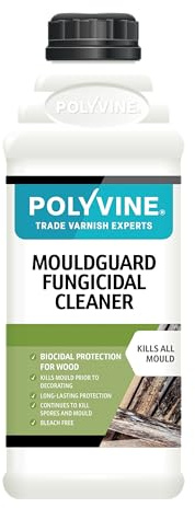 Polyvine Mouldguard Fungicidal Cleaner, Fungicide Wood Treatment – Fungicidal Wash Mould Cleaner, Mold Remover for Wood Furniture, Decking, Painted Woodwork, Internal & External Surfaces, 1L