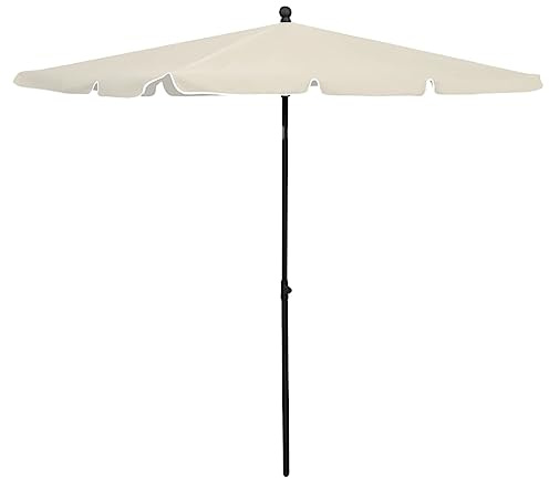 Parasol rectangulaire inclinable, 210 x 140 cm, couleur sable, tissu de protection UV, mât en acier stable de 32 mm, pour jardin, terrasse, balcon, extérieur, protection solaire, voile d'ombrage