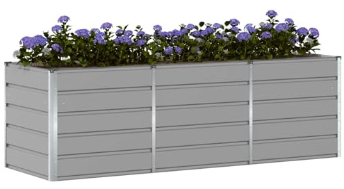 vidaXL Pflanzkübel Hellgrau 240 x 80 x 75 cm Stahl
