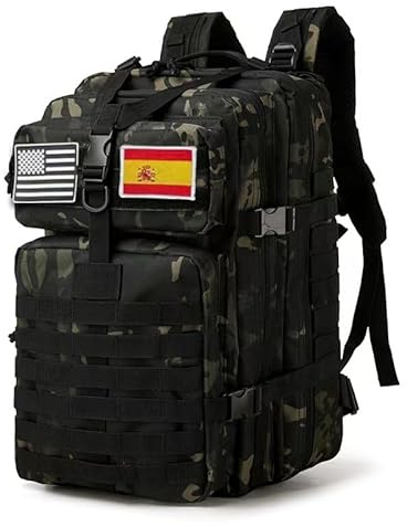 smallrun Mochilas Tácticas Militares 50L Mochila hombre y mujer Impermeable Mochila del ejército Gran Capacidad Mochila Crossfit Plegable Impermeable Mochila Montañismo, Senderismo (NEGRO CP)