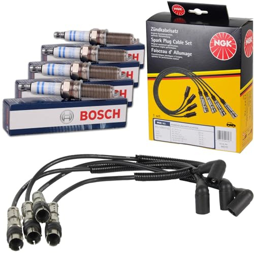 NGK Zündkabelsatz Zündkerzen | 44316 / Rc-VW1110 + 0242240665 für Golf VI A1 A3 8P 1.2 Tsi