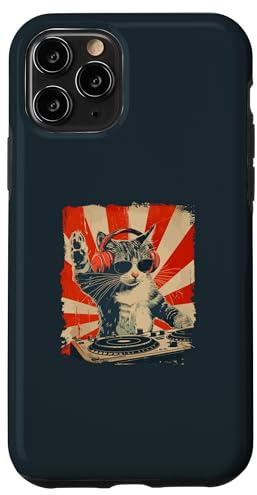 Drôle DJ Cat Disco Sound Tech Casque Musique Coque pour iPhone 11 Pro