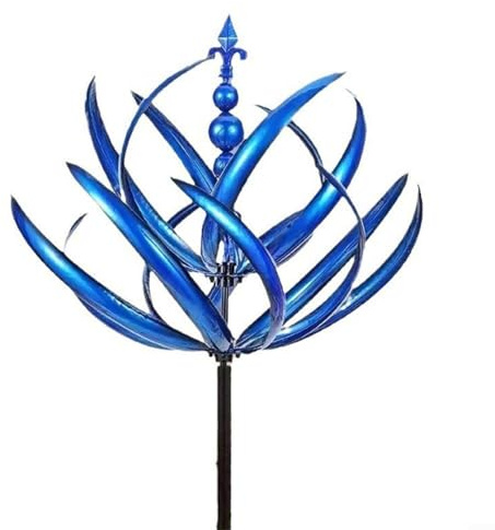 Vibrant Metal Wind Spinner, Garden Decoration Art Rotating Windmill Outdoor Ornament Yard Sculptures Weather Resistant Patio Decor Lawn Decoration Metal Craft 20x90cm (blue)